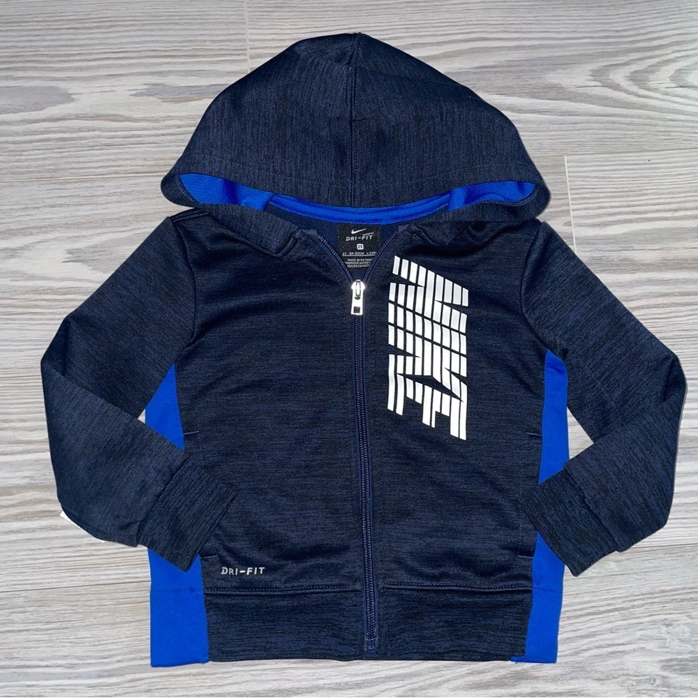 Nike Dri-FIT 2T Zip-Up Hoodie Blue Boys Sweatshirt